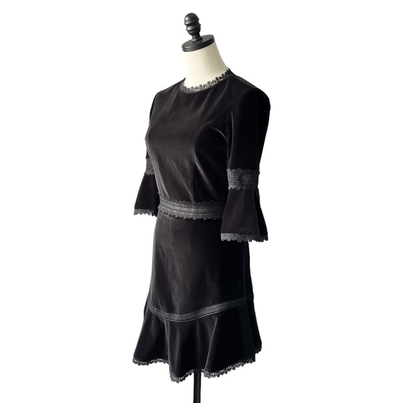 Alice + Olivia Doloris Velvet Bell Sleeve Dress | 2 - Picture 5 of 13